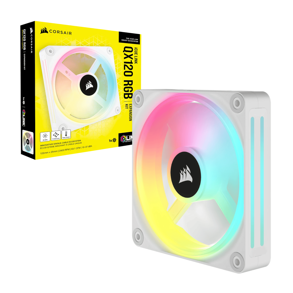 Corsair iCUE LINK QX120 RGB 120mm PWM PC Fan Expansion Kit - White - Image 3