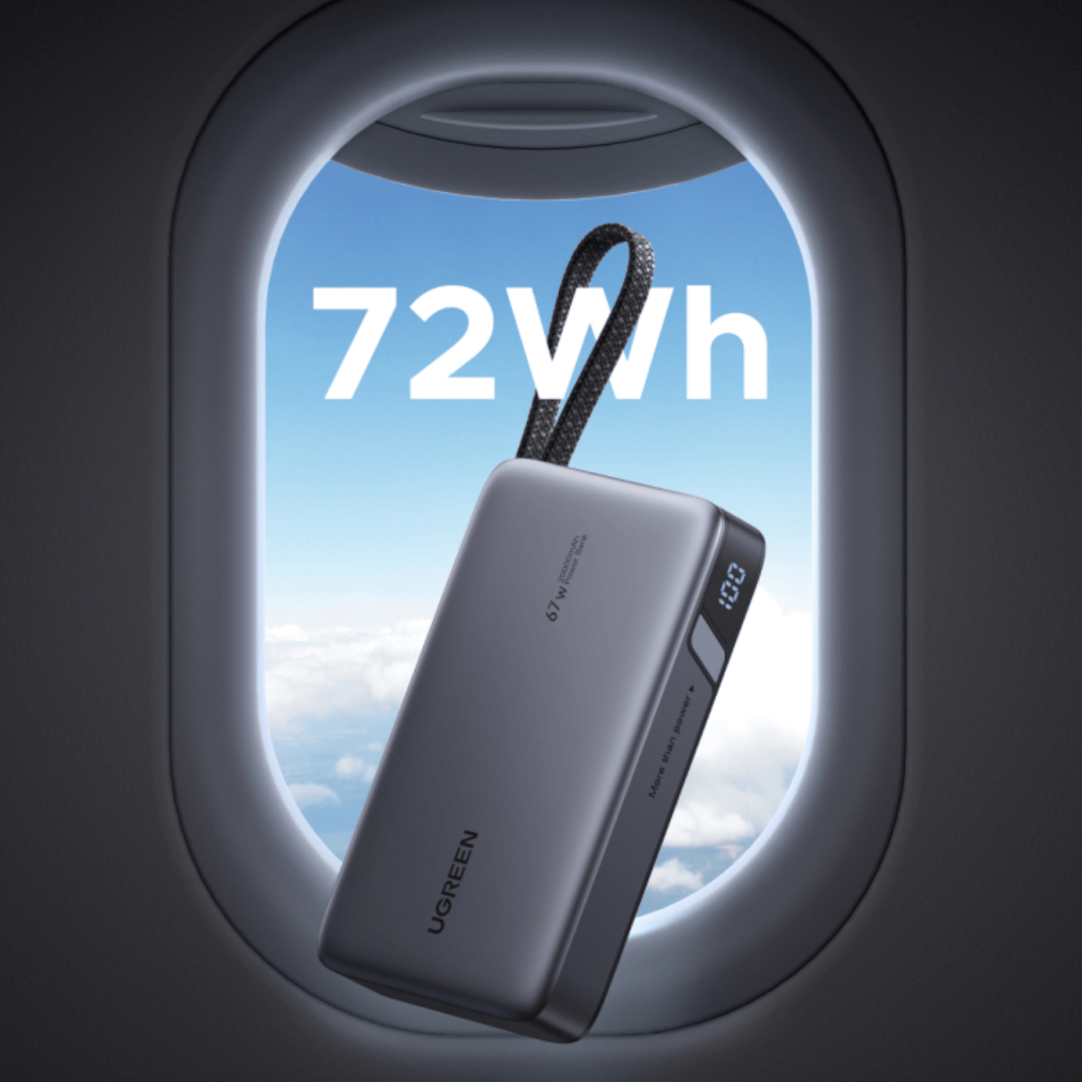 UGREEN 20000mAh 67W Nexode Power Bank with Built-in Cable - Image 3