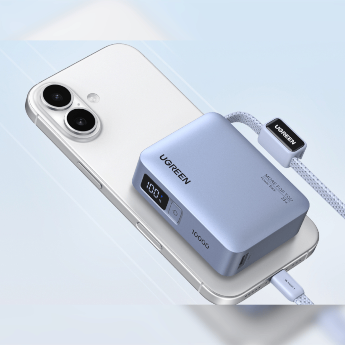 UGreen Nexode 10000mAh 30W Power Bank with Built-in USB Type-C Cable - Image 4
