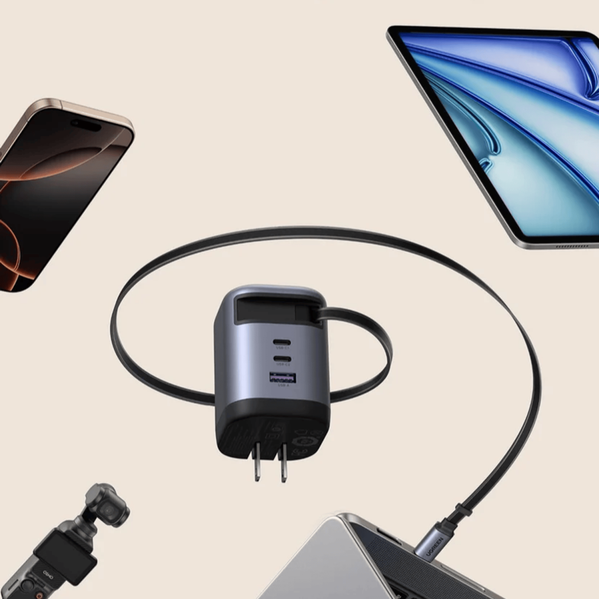 UGREEN Nexode 100W Charger with Retractable USB Type-C Cable - Image 4